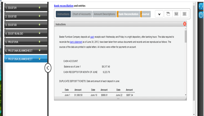 What did you guys get for an answer? 1. EX 07.01 Bank