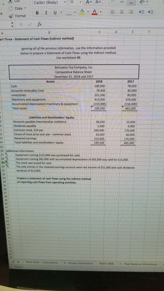 prepare a statement of cash flows using indirect method. ignore where
