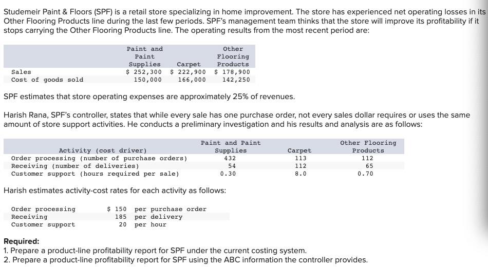  Studemeir Paint & Floors (SPF) is a retail store specializing in