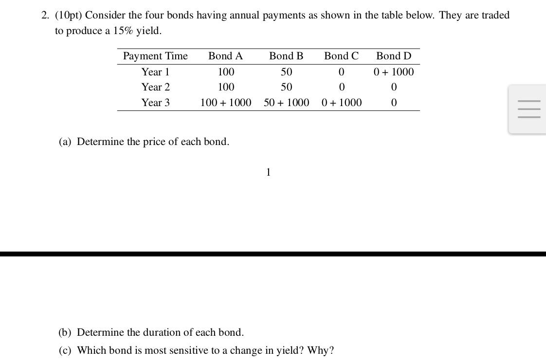 Old MathJax webview 3 22222222222 2. (10pt) Consider the four bonds having
