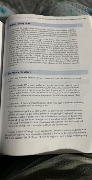  What was BPs structural form in Case Study 8? How did