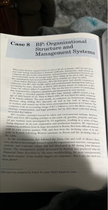 BPs organizational and management design contribute to its performance in relation to