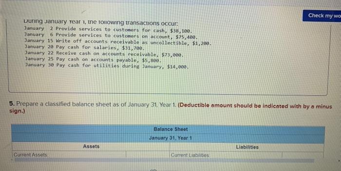 off accounts receivable as uncollectible, $1,200. January 20 Pay cash for salaries,
