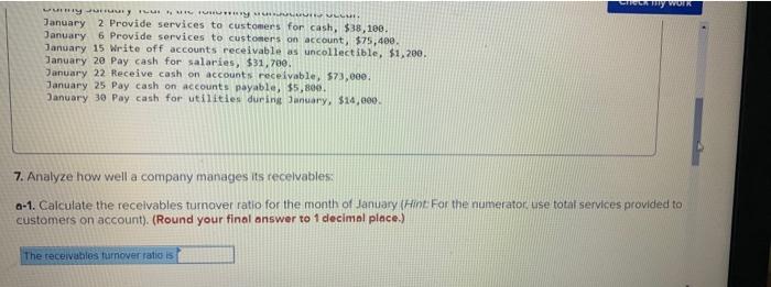 recelvable balance calculated in the general ledger b. Supplies at the end