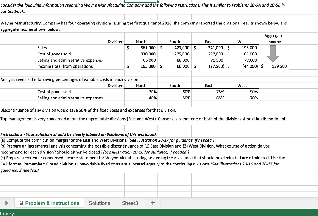 ********need the answer in excel format Consider the following information regarding Wayne