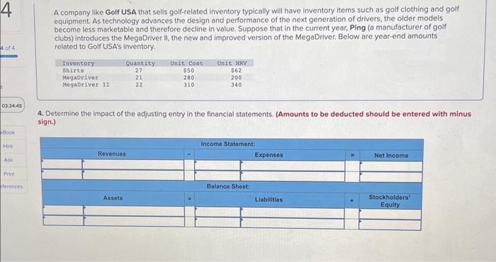 typically will have inventory items such as golf clothing and golf equipment.