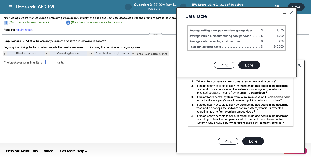  Homework: Ch 7 HW Question 3, E7-29A (simil.. Part 2 of