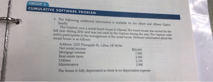  GROUP 5: CUMULATIVE SOFTWARE PROBLEM 1The following additional information is available