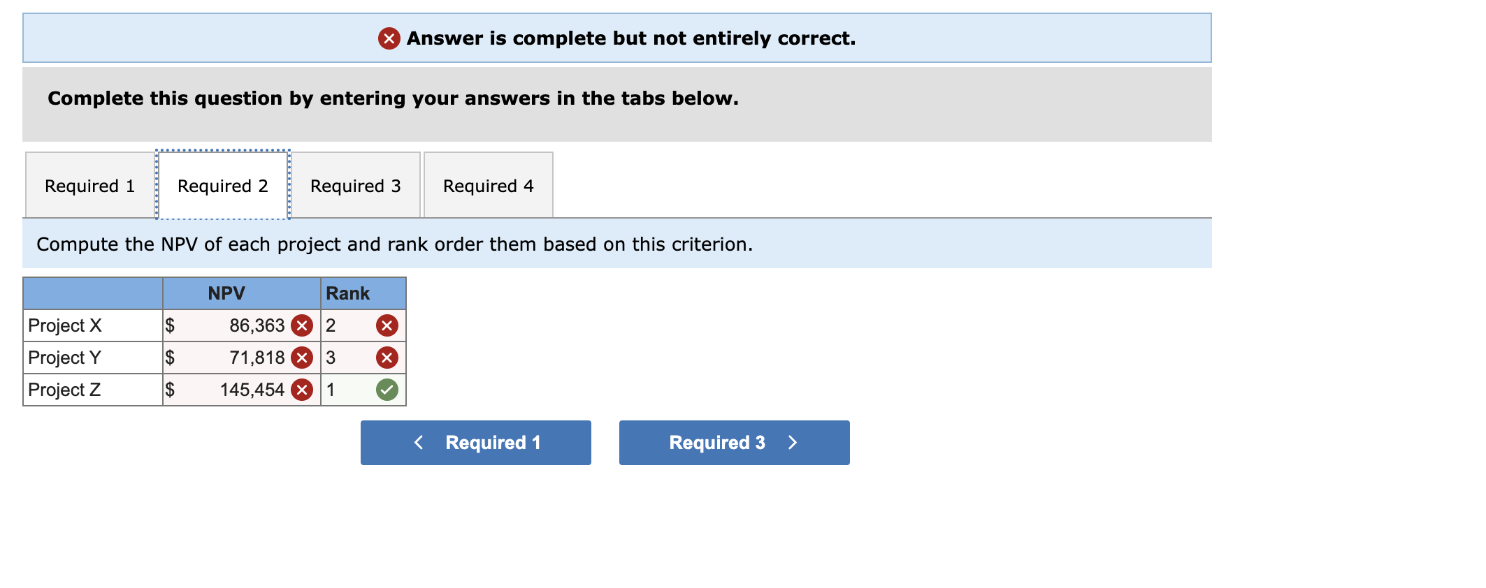 incorrect for the work you have completed so far. It does not