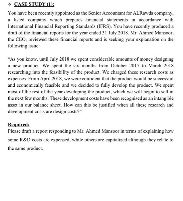  CASE STUDY (1): You have been recently appointed as the Senior