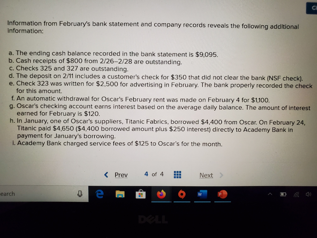 Academy Bank. Oscar's sells carpet each day but makes bank deposits only