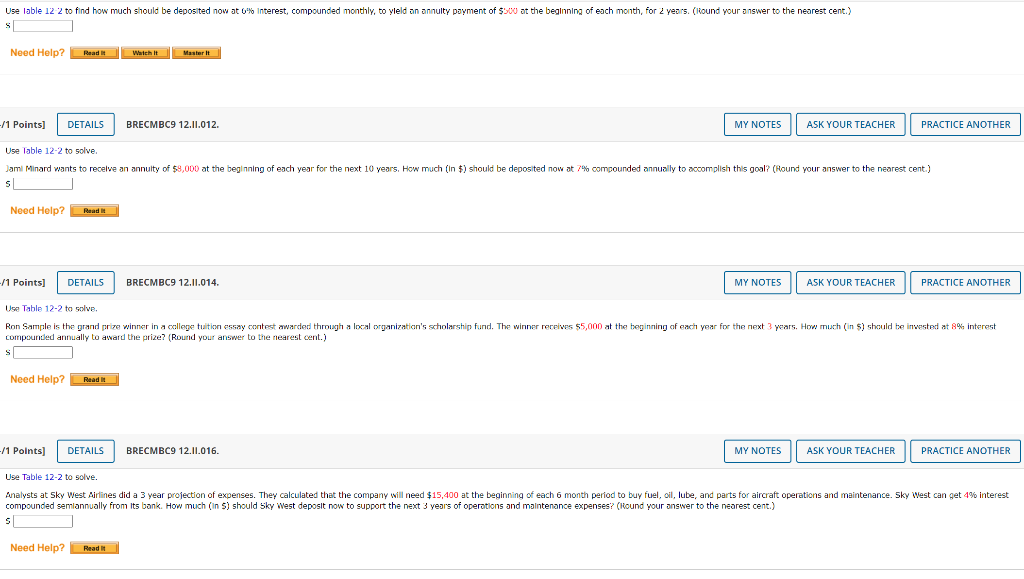  Use Table 12 2 to find how much should be deposited