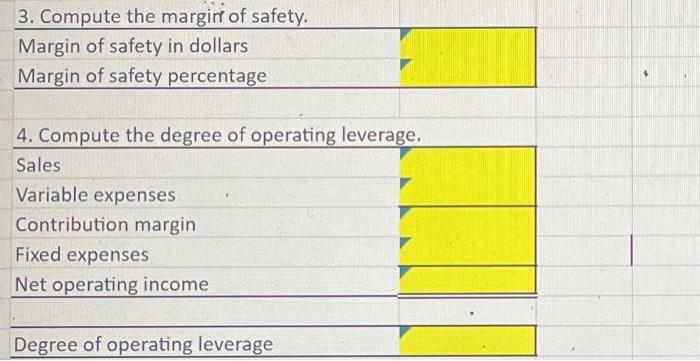 Required: Use the data to answer the following. (Use cells A4 to