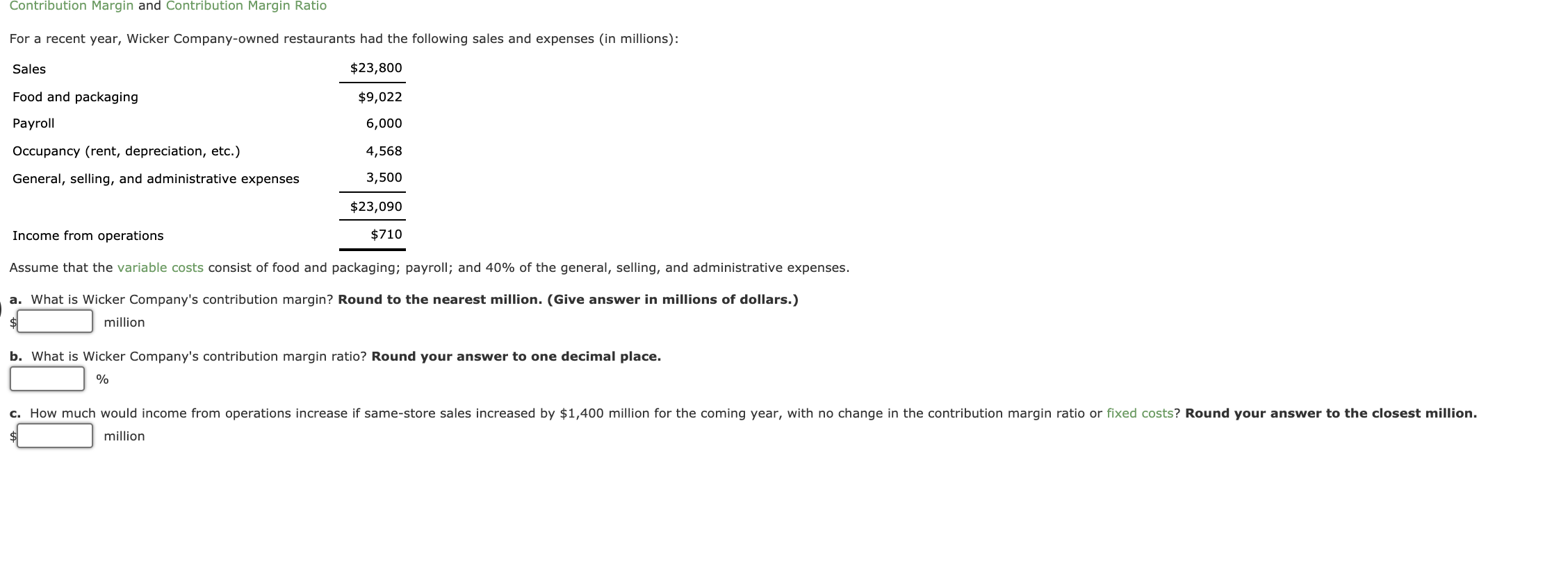 cch 21 3 Contribution Margin and Contribution Margin Ratio For a recent