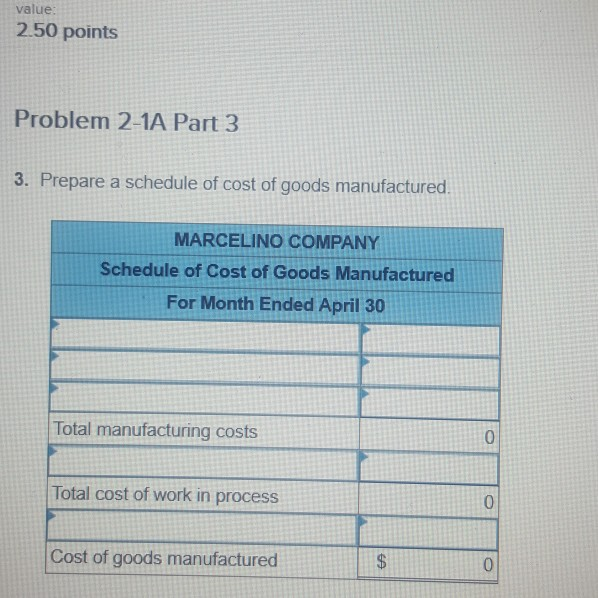 total cost assigned to each job (including the balances from March 31).