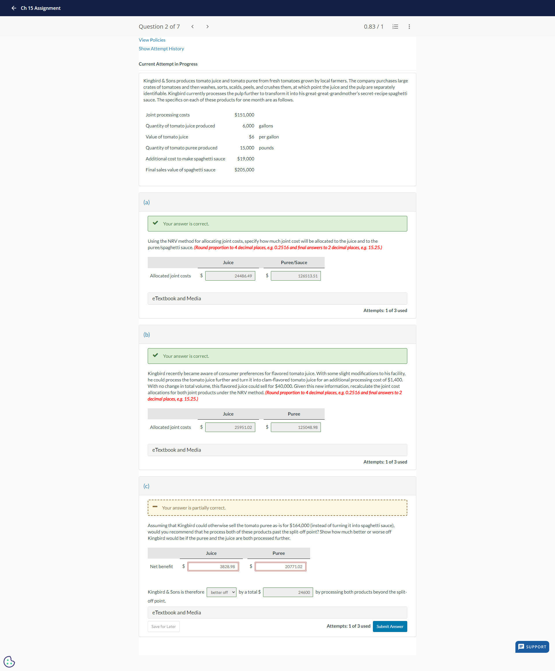 Can I get help for C please? Kingbird \& Sons produces tomato