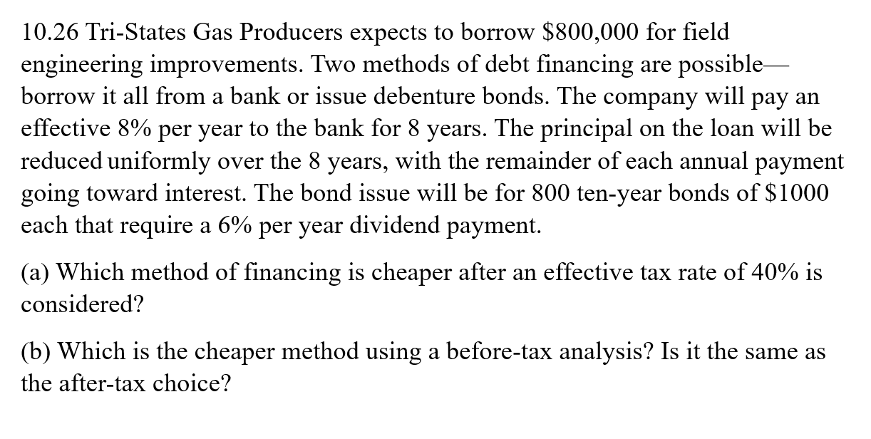  10.26 Tri-States Gas Producers expects to borrow $800,000 for field engineering