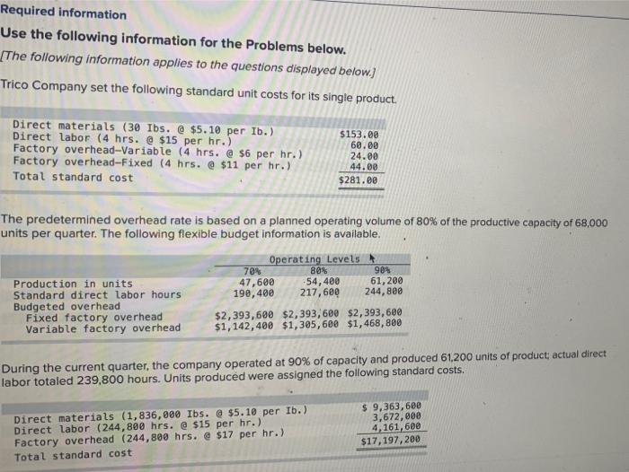 b Required information Use the following information for the Problems below. {The