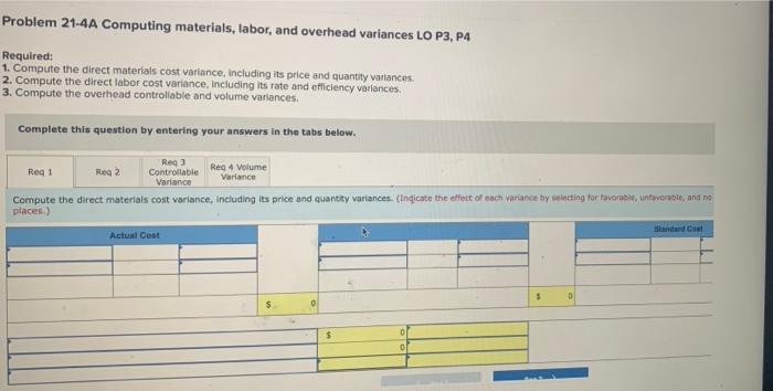 following standard unit costs for its single product. Direct materials (30 Ibs.