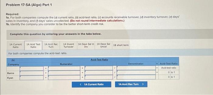 financial statements of two companies competing in the same industry follows. Barco
