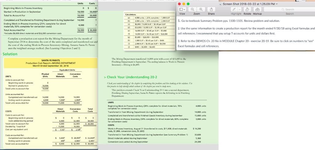 Create a production report for the month ended 9/30/18 using T- Accounts