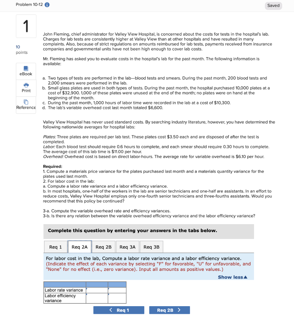 is concerned about the costs for tests in the hospital's lab. Charges