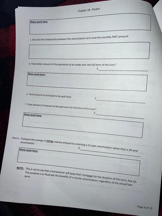 with this Packet. 3) Please show your work including HOW you calculate