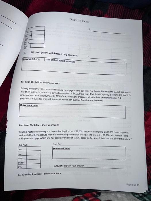5 places. Chapter 18 - Packet a Chapter 18 Take Home Packet