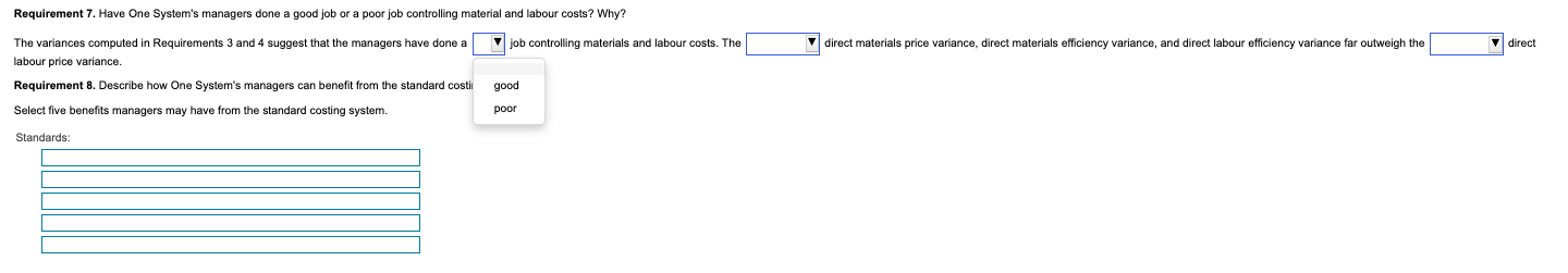 6. What is the total flexible budget variance for One System's manufacturing