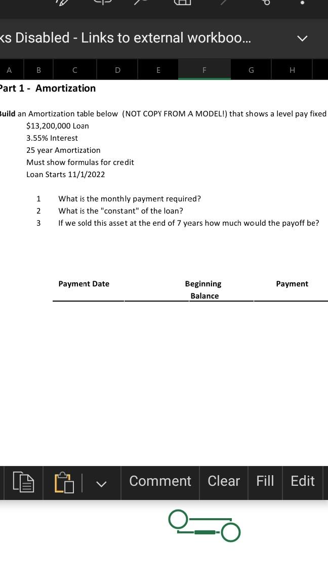  art 1 - Amortization uild an Amortization table below (NOT COPY
