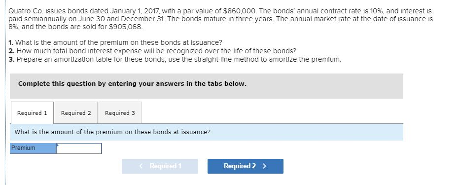  Quatro Co. issues bonds dated January 1, 2017, with a par