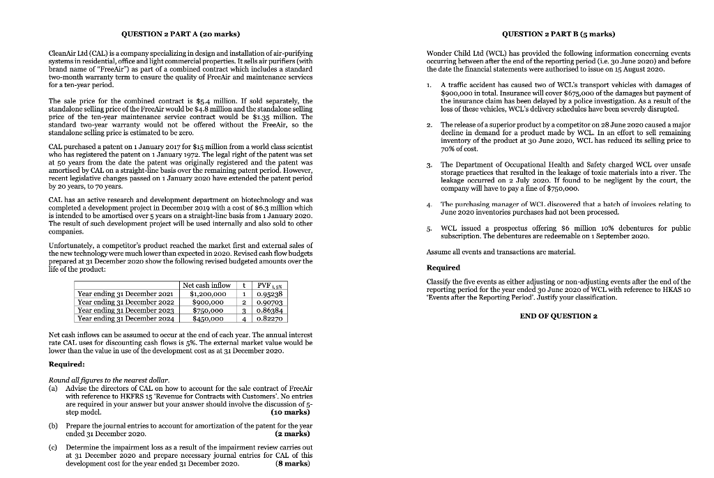  QUESTION 2 PART A (20 marks) QUESTION 2 PART B (5