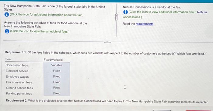  need help please explain The New Hampshire State Fair is one