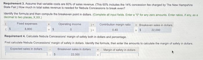 for additional information about the fair.) Assume the following schedule of fees