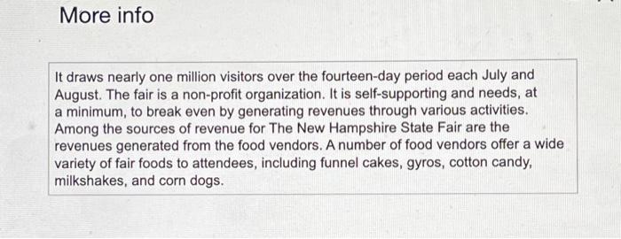 for food vendors at the New Hampshire State Fair: (Click the icon