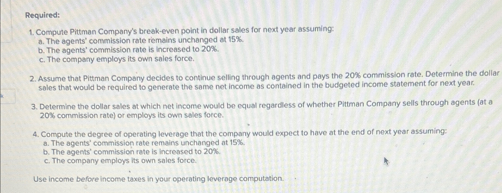  Case 2-32(Algo) Cost Structure; Break-Even and Target Profit Analysis [LO2-4, LO2-5,