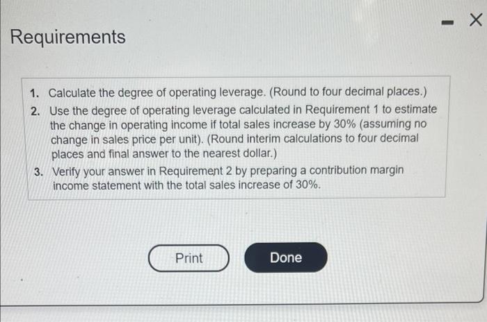 incidente como incontestament Requirements Requirement 1. Calcune degree of operating sverige. Houd