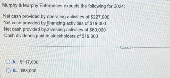  Murphy \& Murphy Enterprises expects the following for 2024 : Net