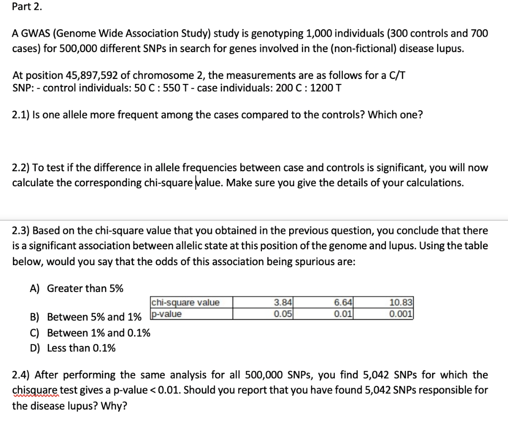  Part 2. A GWAS (Genome Wide Association Study) study is genotyping