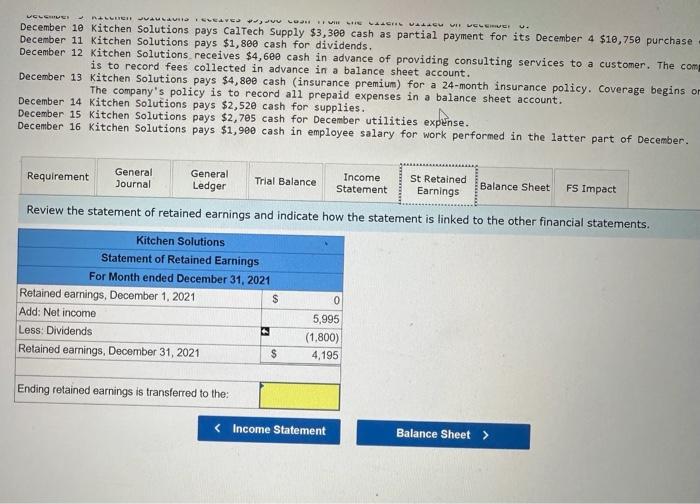 generated based on the journal entries recorded. December 1 On December 1,