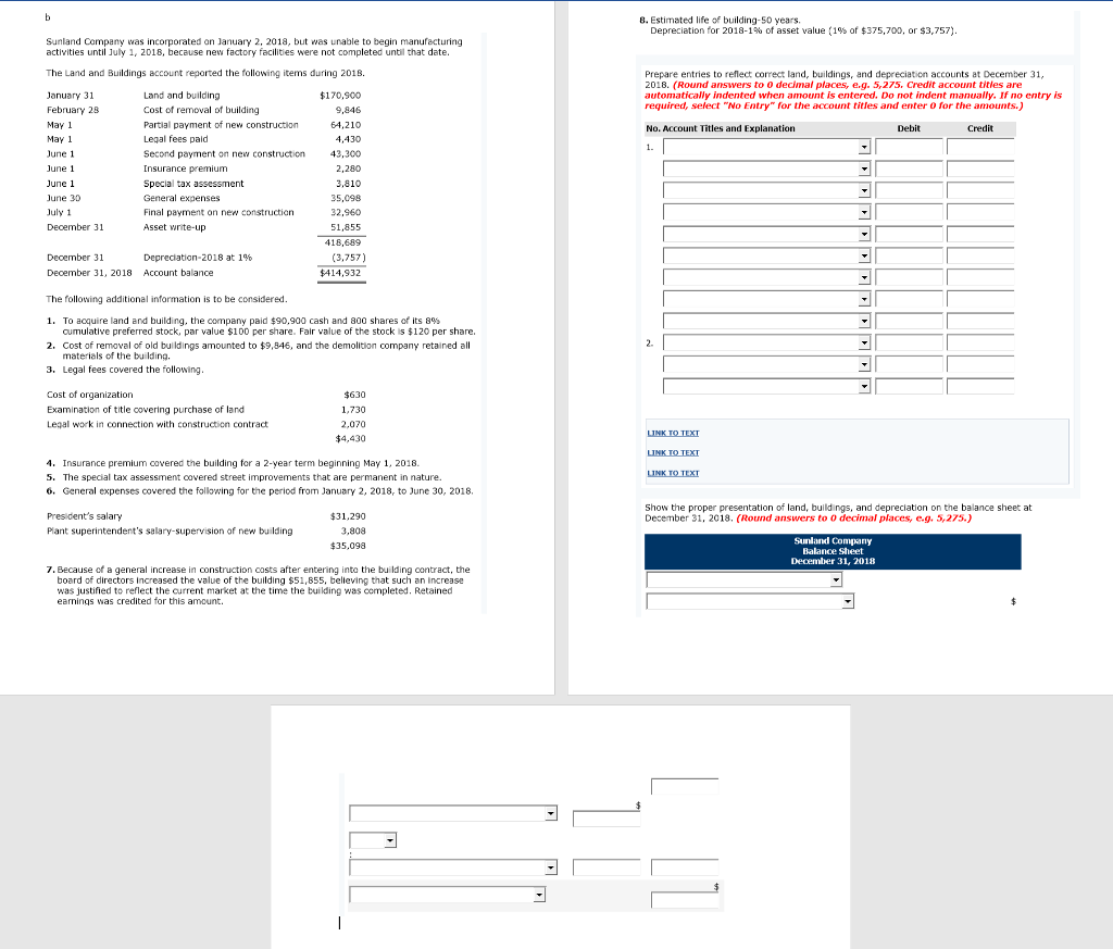 Account title and options: Current Assets Current Liabilities Land Intangible Assets Long-term