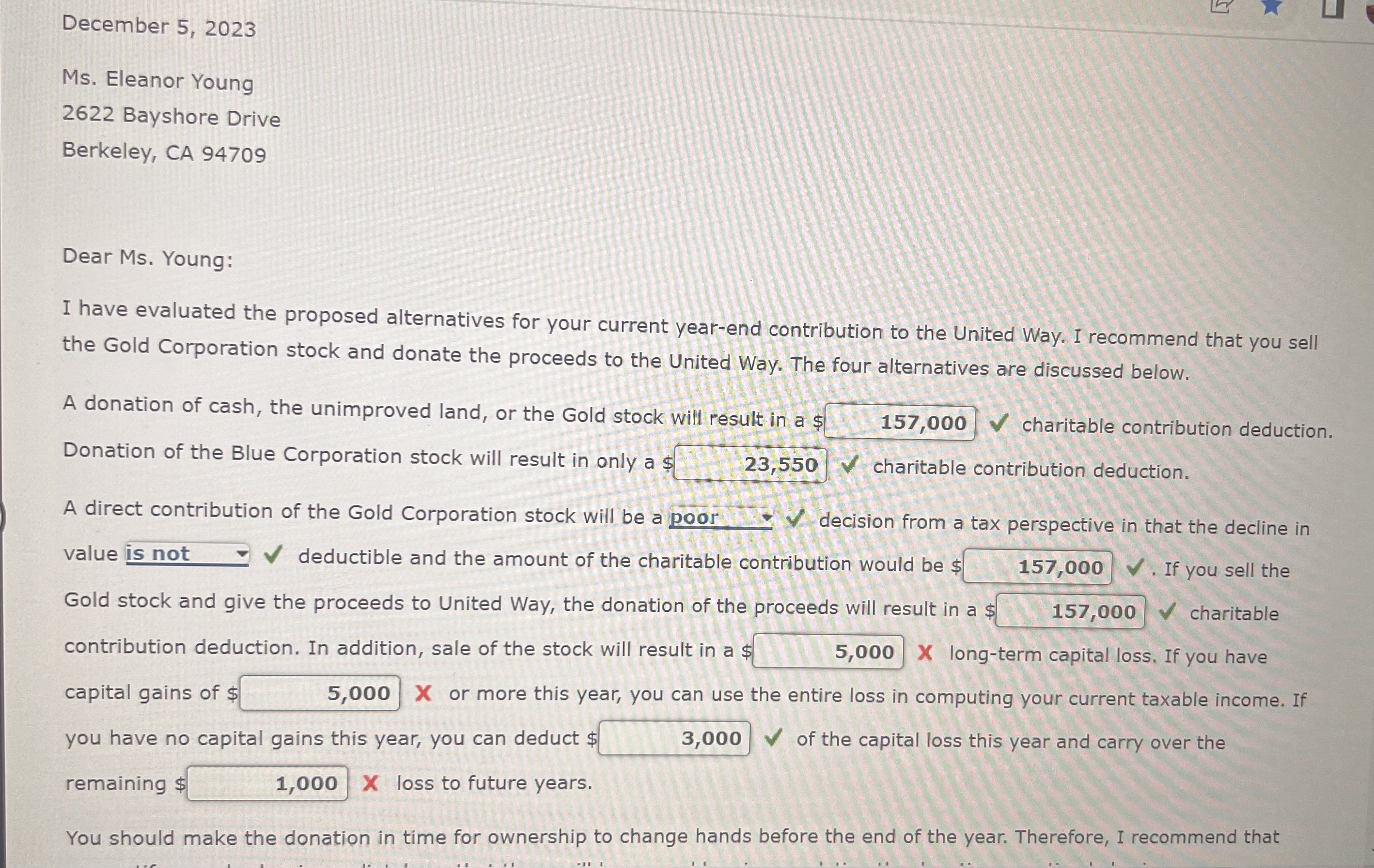  .December 5,2023 Ms. Eleanor Young 2622 Bayshore Drive Berkeley, CA 94709