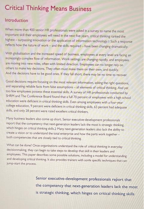  RED Model Case Study! Needing help with all 6 questions please!