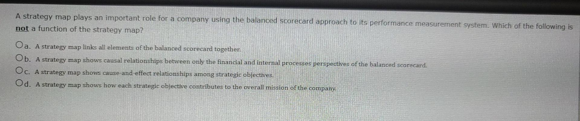  A strategy map plays an important role for a company using