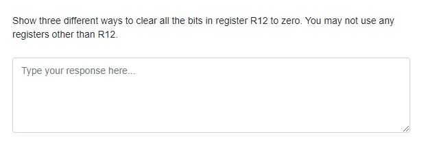 Show three different ways to clear all the bits in register