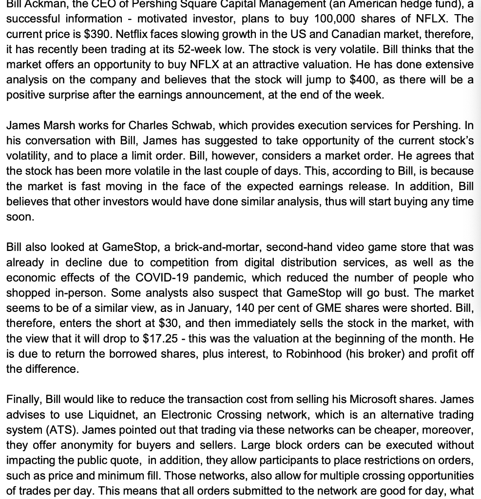 Finance problem Bill Ackman, the CEO of Pershing Square Capital Management (an