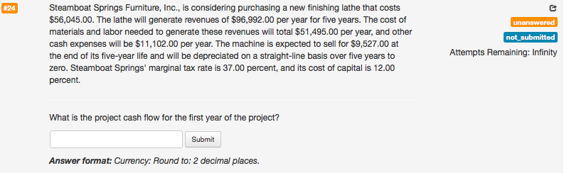  What is the project cash flow for the first year of