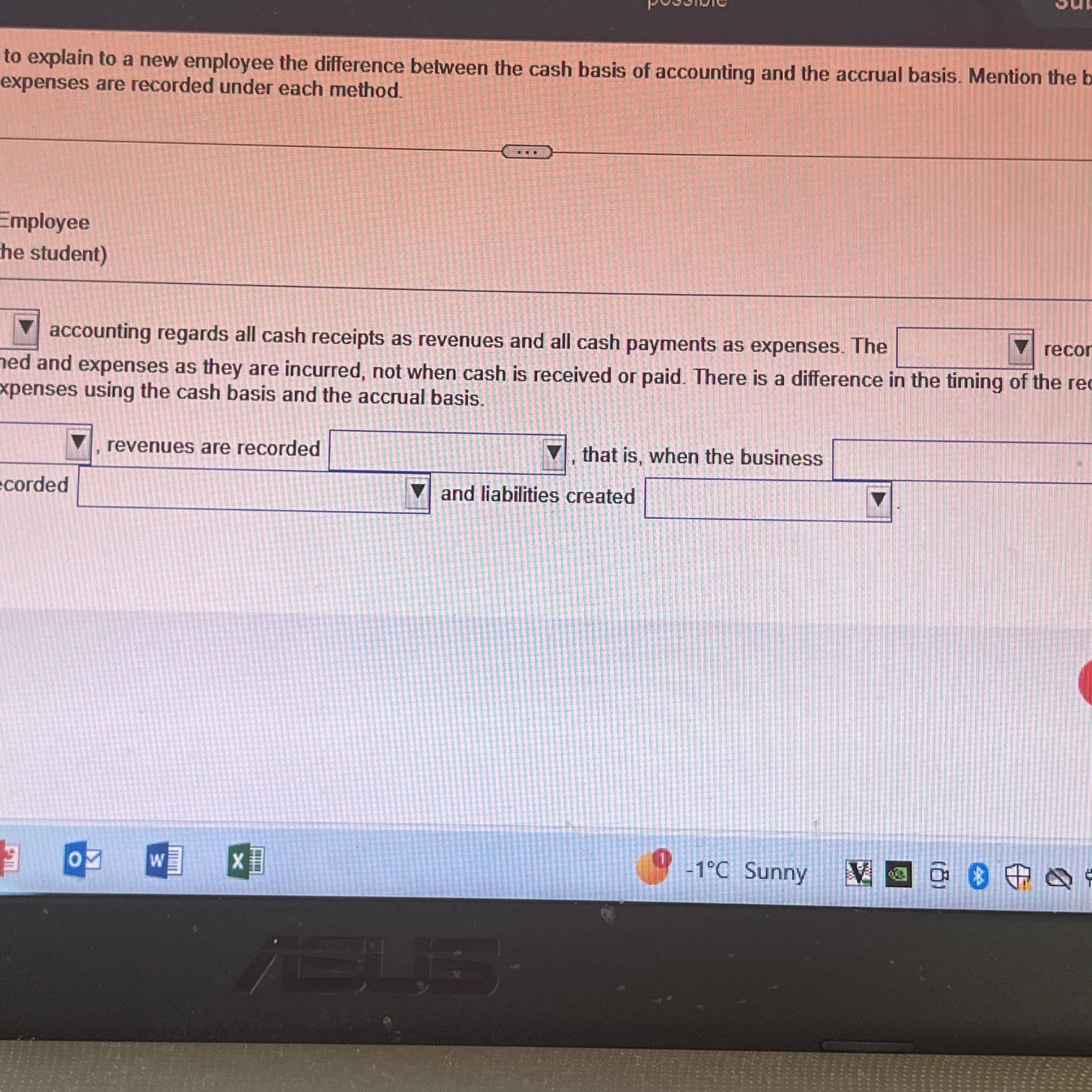  to explain to a new employee the difference between the cash