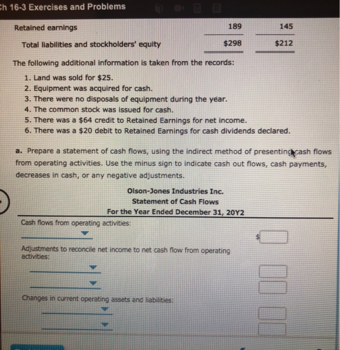 comparative balance sheet of Olson-Jones Industries Inc. for December 31, 20Y2 and