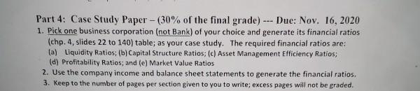 Please with 5 references Part 4: Case Study Paper - (30%